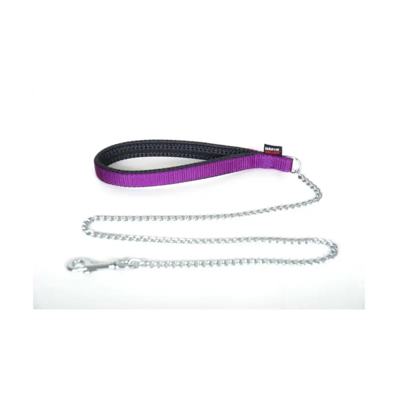 Acheter Direct Laisse chaîne fine nylon Martin Sellier 20-100cm mauve pour chien