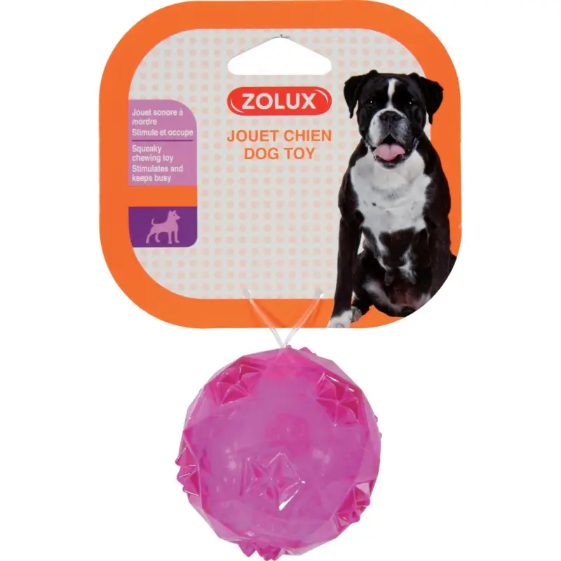 Jouet TPR balle Zolux Pop 6 cm framboise pour chien Nouveauté