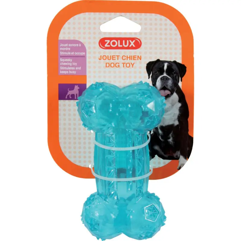 Jouet TPR os Zolux Pop 12 cm turquoise pour chien Petit Prix