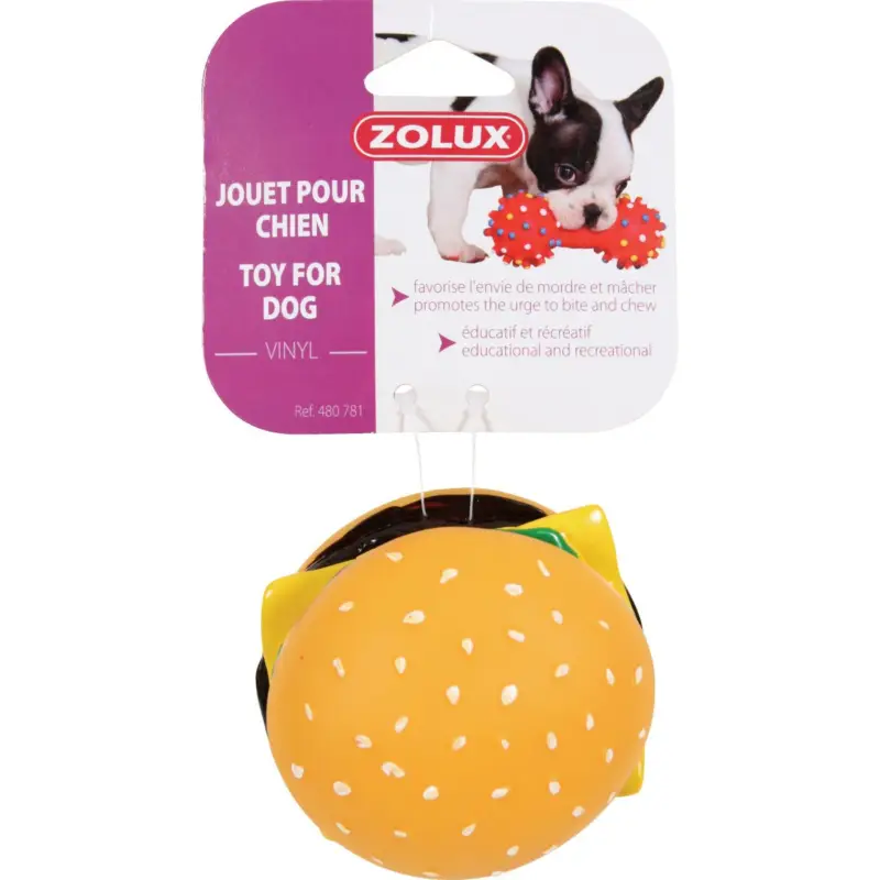 Jouet Zolux hamburger vinyl 8 cm pour chien Certifié