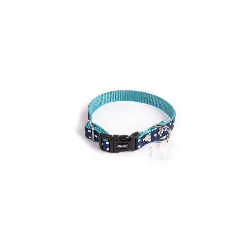Collier pois Martin Sellier bleu S 15-23/33cm pour chien Prix Bas