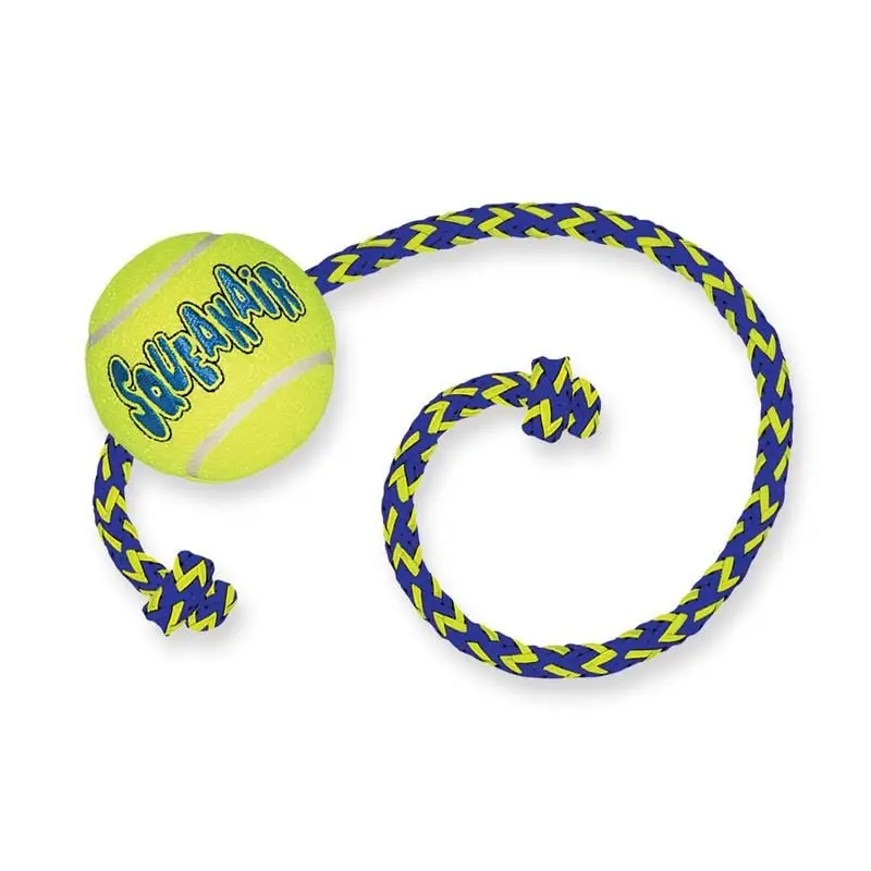Produit De Marque Balle de tennis couineuse KONG Air Squeaker avec corde pour chien