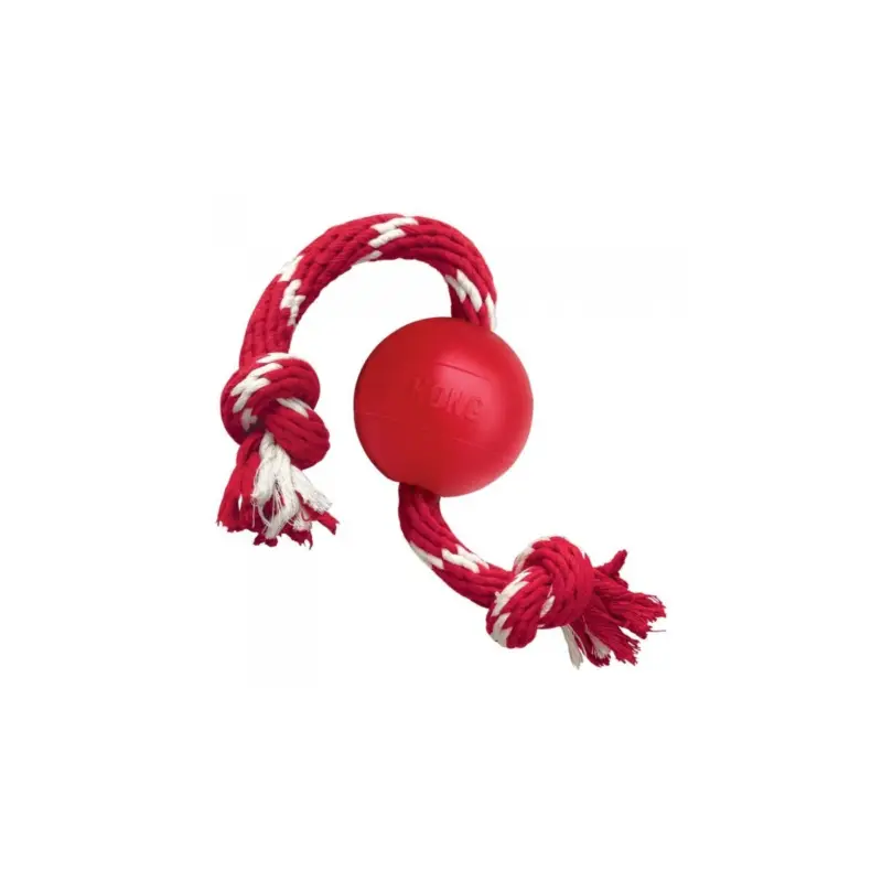 Jouet KONG ball with rope pour chien Populaire