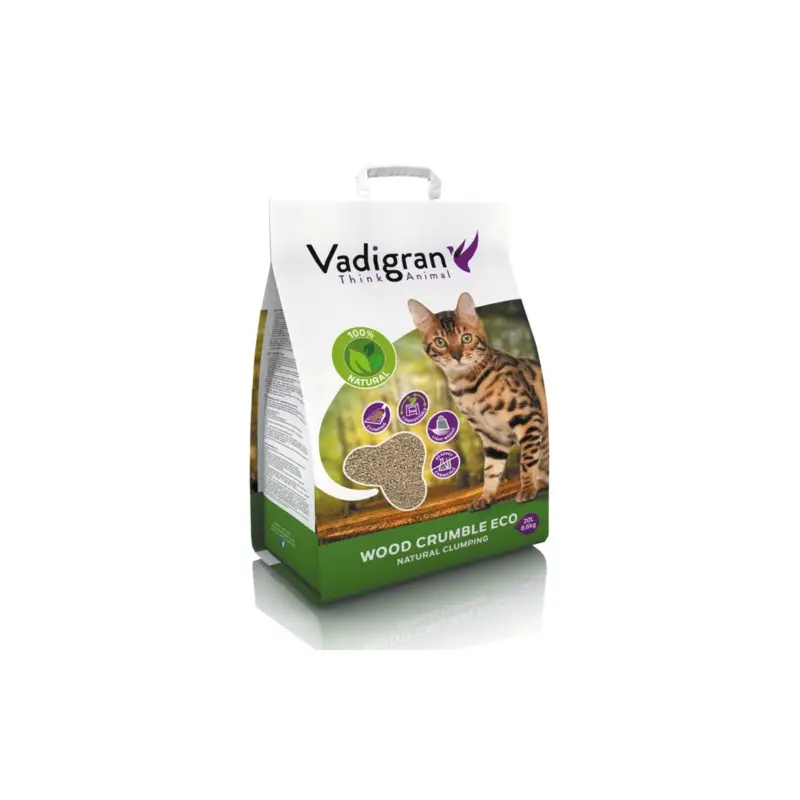 Litière Vadigran Cat Litter Wood Crumble 20L pour chat Livraison Express