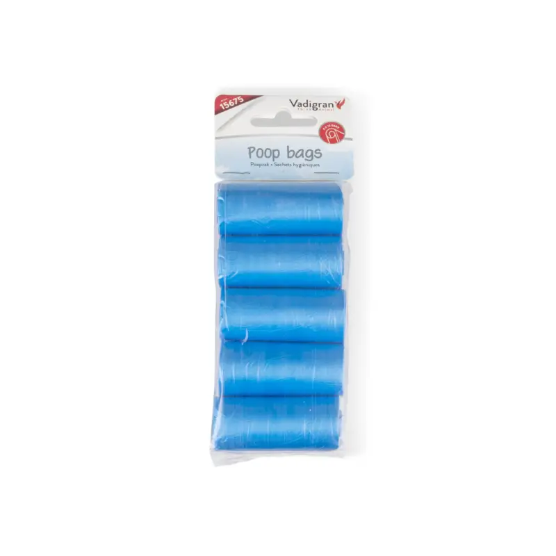 Sachets hygiéniques Vadigran bleu 5 rouleaux pour chien Super Prix