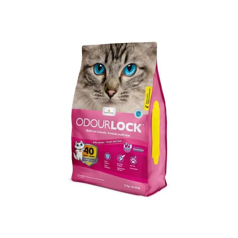 Litière Demavic Odour Lock Babypowder agglomérante pour chat 12 kg Dernier Modèle