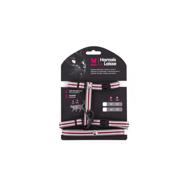 Set Martin Sellier harnais et laisse gris trio pour chat Pas Cher