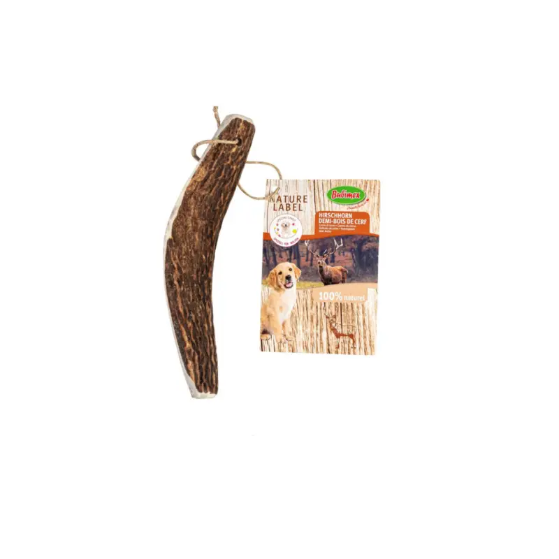 Bubimex Bois de cerf coupé en deux pour chien taille M Nouvelle Collection