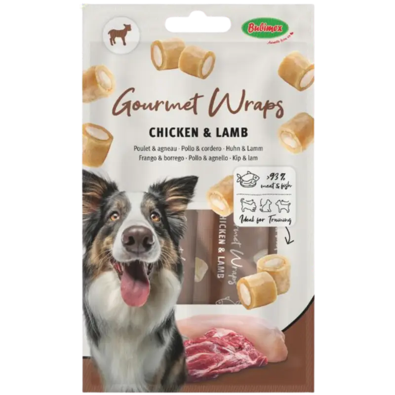 Commander Maintenant Bubimex Gourmet Wraps friandise pour chien poulet et agneau 3x10g