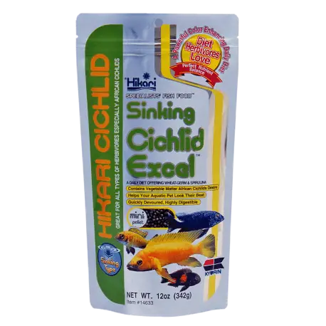 Hikari Cichlid Excel Mini Coulant 342gr – Nourriture cichlidés herbivores Expédition Rapide