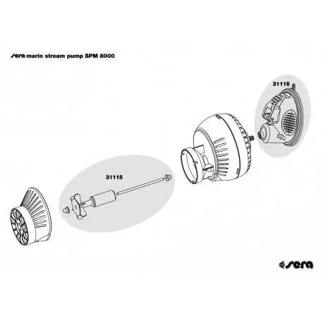sera rotor avec axe ceramique et paliers caoutchouc pour Sera Marin stream pump SPM 8000 Must-Have