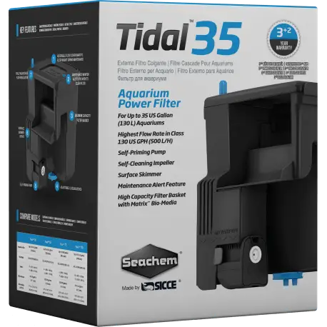 Seachem Tidal 35- Filtre cascade pour aquarium jusqu&rsquo;à 130L Achat Immédiat