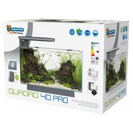 SUPERFISH QUADRO 40 PRO NOIR – Aquarium équipé Achat Immédiat