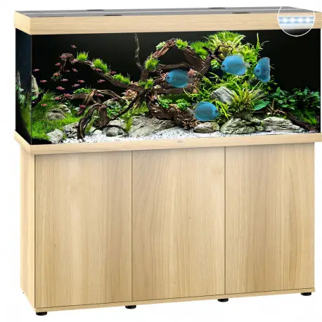Retour Gratuit JUWEL Ensemble complet Aquarium + Meuble Rio 450 LED Chêne Clair