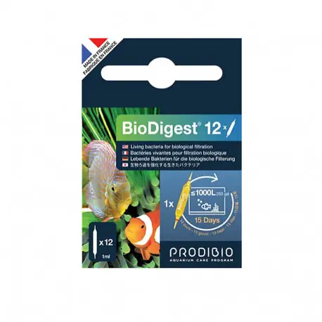 PRODIBIO Biodigest 12 Ampoules – Bactéries pour eau douce et eau de mer Jusqu&rsquo;à Épuisement Des Stocks
