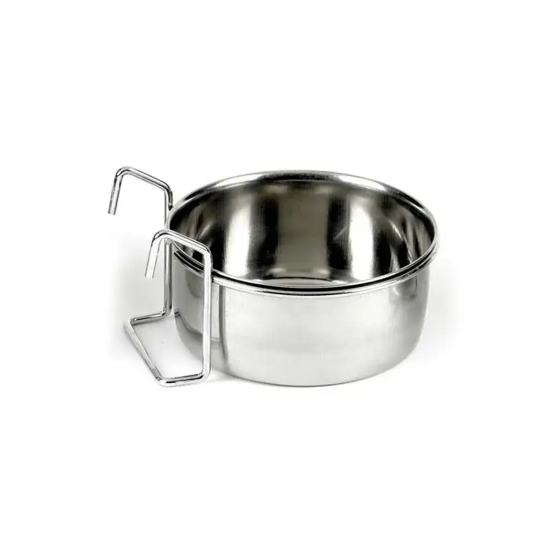 Soldes Mangeoire Inox Ronde avec Fixation à Crochets Ø 7 cm – 200 ml