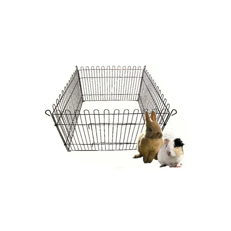 Prix Promo Tyrol – Parc pour Lapins et Cochons d&rsquo;Inde à 4 Panneaux Métalliques Noirs