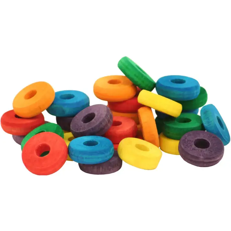 Meilleur Choix Zoo-Max – Rondelles de Bois Colorées – Pièces de Jouet – Lot de 30