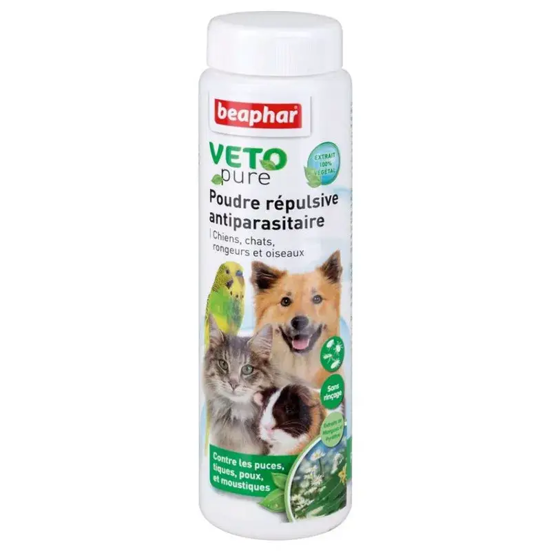 Beaphar – Poudre Antiparasitaire Vetopure pour Chiens, Chats, Oiseaux et Rongeurs – 60 gr Vente Directe