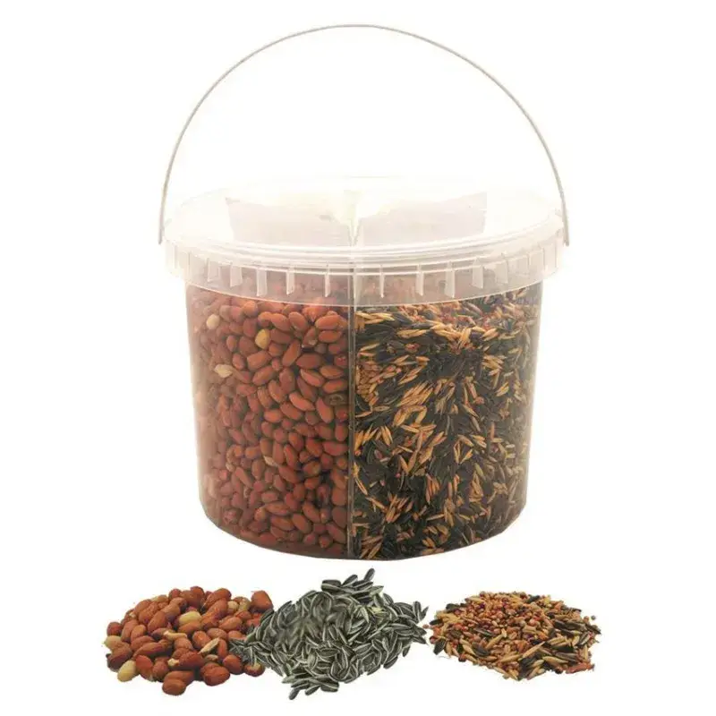 Seau pour Oiseaux du Ciel avec Trio d&rsquo;Aliments – Tournesol / Cacahuète et mélange de Graines – 3 kg Vente Flash