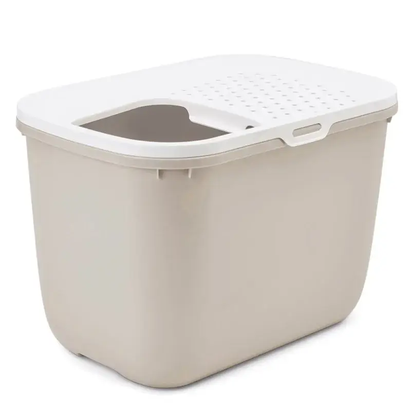 Promotion Savic – Maison de Toilette pour Chat Hop In – Blanc et Moka