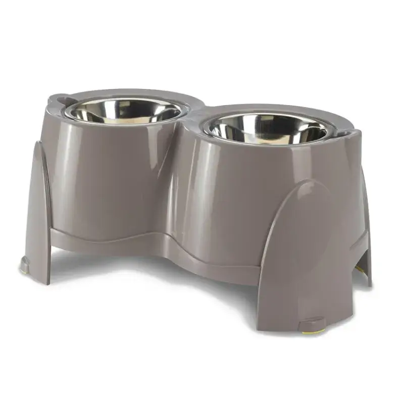 Double Gamelle Surélevée pour Grands Chiens Ergo Feeder – gris chaud Affaire À Saisir