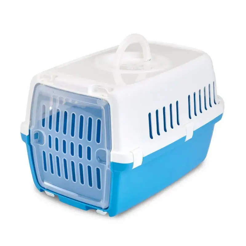 Savic – Cage de Transport pour Chat et Animaux Zephos 1 – Blanc et Bleu Pacific Nouvelle Collection