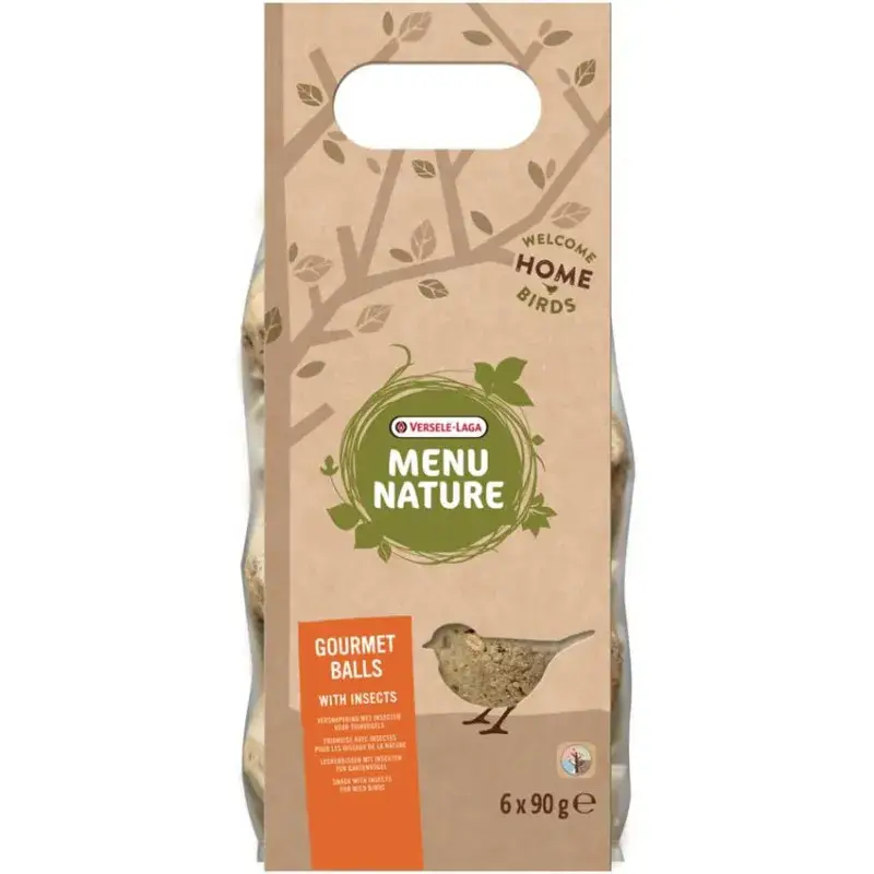 Expédition Rapide Menu Nature – Gourmet Balls – Boules de Graisse aux Insectes – 540 gr (6 x 90 gr)