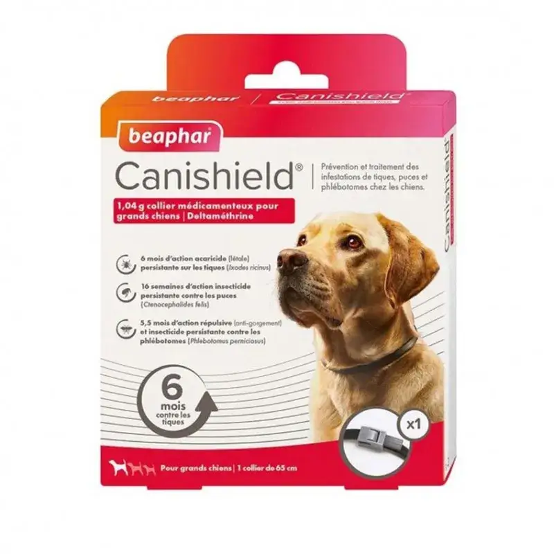 Canishield L 65 cm – Collier Anti Puces, Tiques et Moustiques pour Grand Chien (6 Mois de Protection) Super Prix