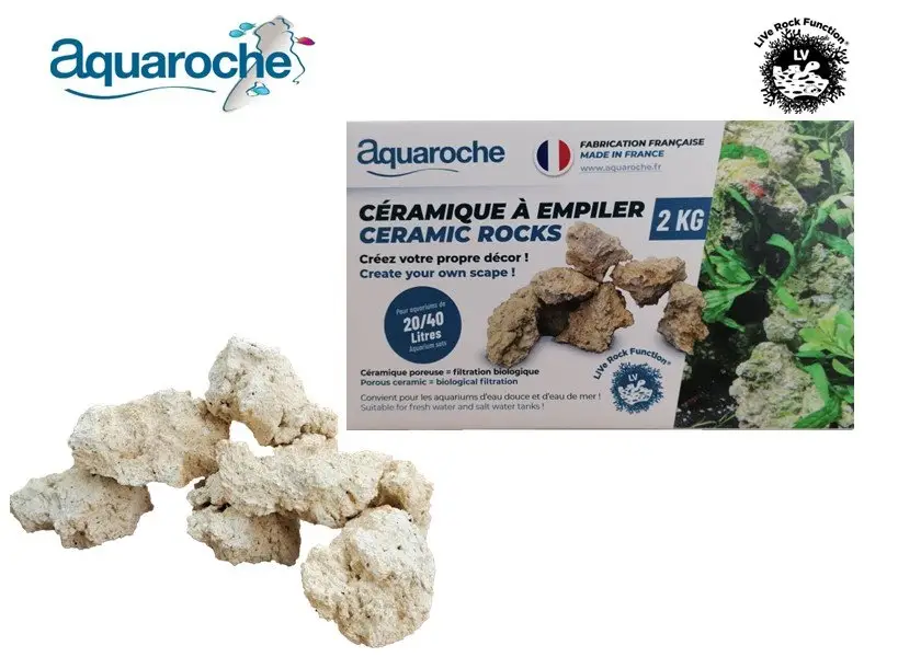 Aquaroche – D&eacute;coration Roches C&eacute;ramique &agrave; Empiler pour Aquarium – 2Kg Marque