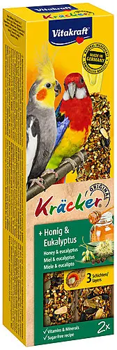 Vitakraft – Friandises Kr&auml;cker au Miel et Eucalyptus pour Grandes Perruches – x2 Haute Qualité