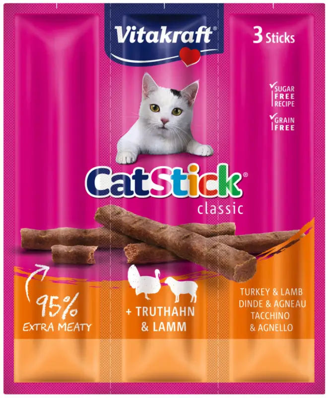 Certifié Vitakraft – Friandises Cat Stick Mini &agrave; la Dinde pour Chats – x3