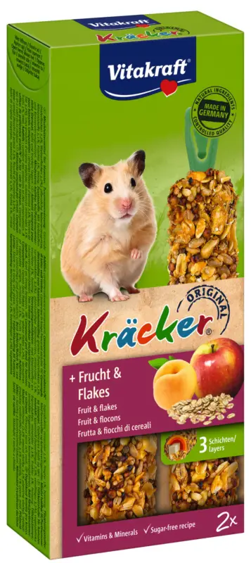Vitakraft – Friandises Kr&auml;cker aux Fruits et Flocon pour Hamsters – x2 Authentique