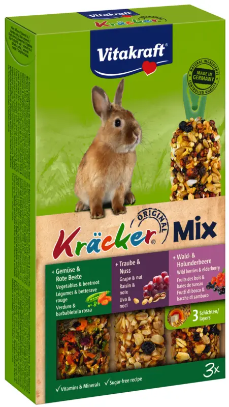Soldes Vitakraft – Friandises Kr&auml;cker Trio-mix aux L&eacute;gumes pour Lapins – x3