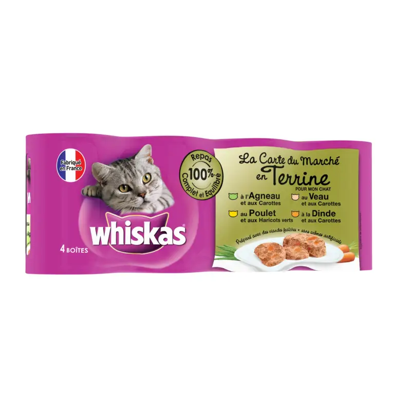 Whiskas – Bo&icirc;tes La Carte du March&eacute; en Terrine pour Chat – 4x400g Promotion
