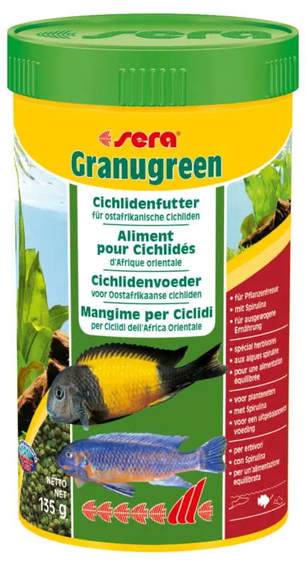 Commander Maintenant Sera – Aliments aux Algues Granugreen pour Cichlid&eacute;s d'Afrique Orientale – 250ml