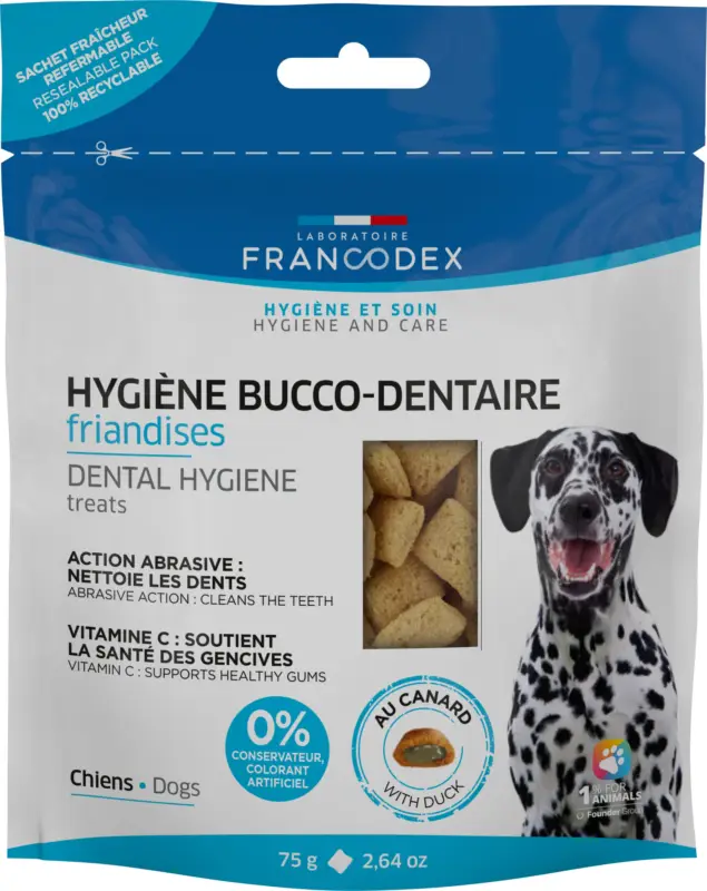 Francodex – Friandises Hygi&egrave;ne Bucco-Dentaire pour Chiens – 75g Commander Vite