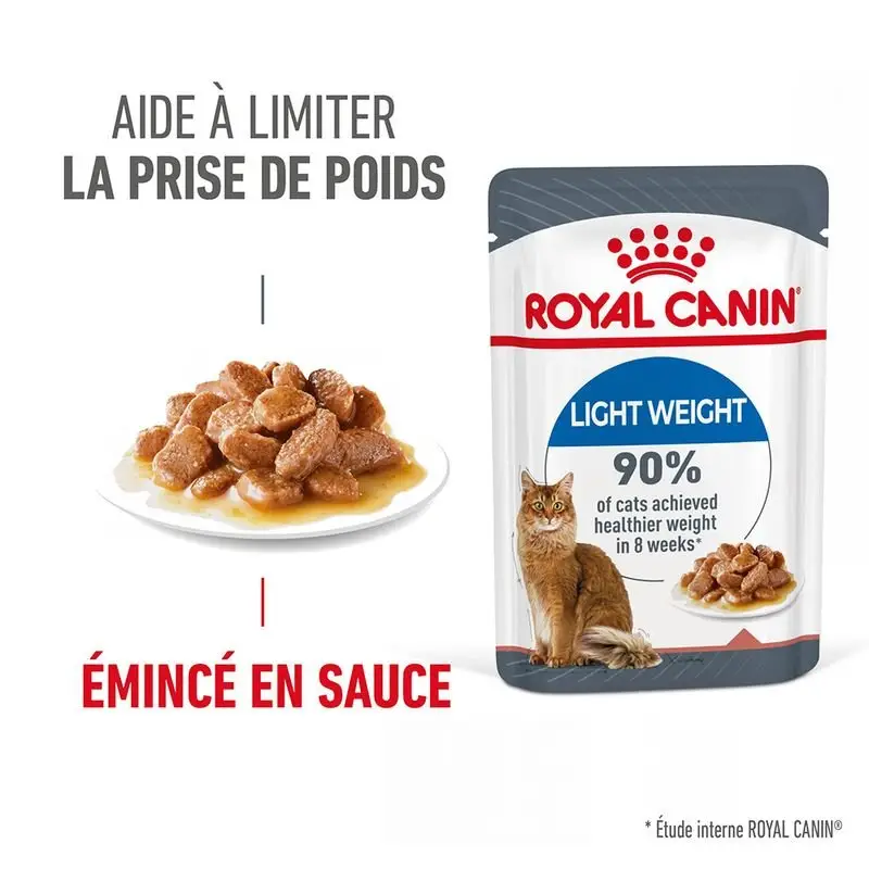 Certifié Royal Canin – Sachet Ultra Light en Sauce pour Chat – 12x85g
