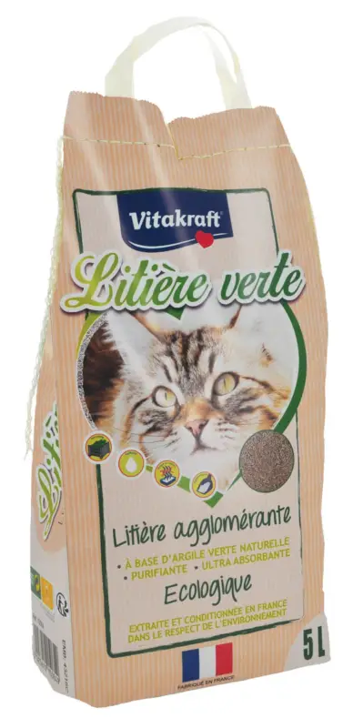 Acheter Direct Vitakraft – Liti&egrave;re Verte Agglom&eacute;rante pour Chats – 5L