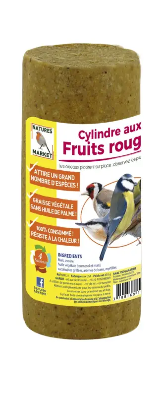 Natures Markets – Cylindre Graisse V&eacute;g&eacute;tale aux Fruits Rouges pour Oiseaux du Ciel – 850g Seulement Aujourd&rsquo;hui