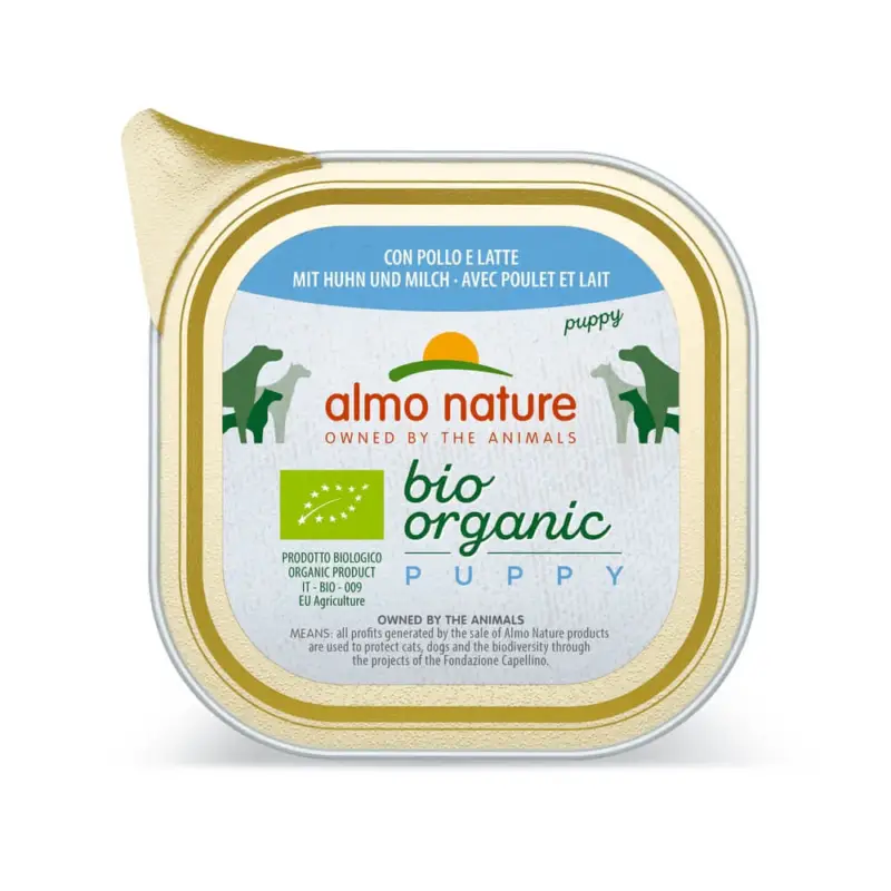 Achetez Aujourd&rsquo;hui Almo Nature – P&acirc;t&eacute;e en Barquette Daily Menu Bio Puppy au Poulet et Lait pour Chiot – 100g