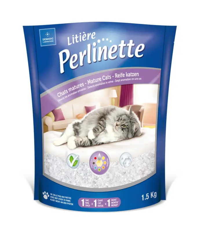 Demavic – Liti&egrave;re Perlinette Sante pour Chat Mature – 1,5Kg Quantité Limitée