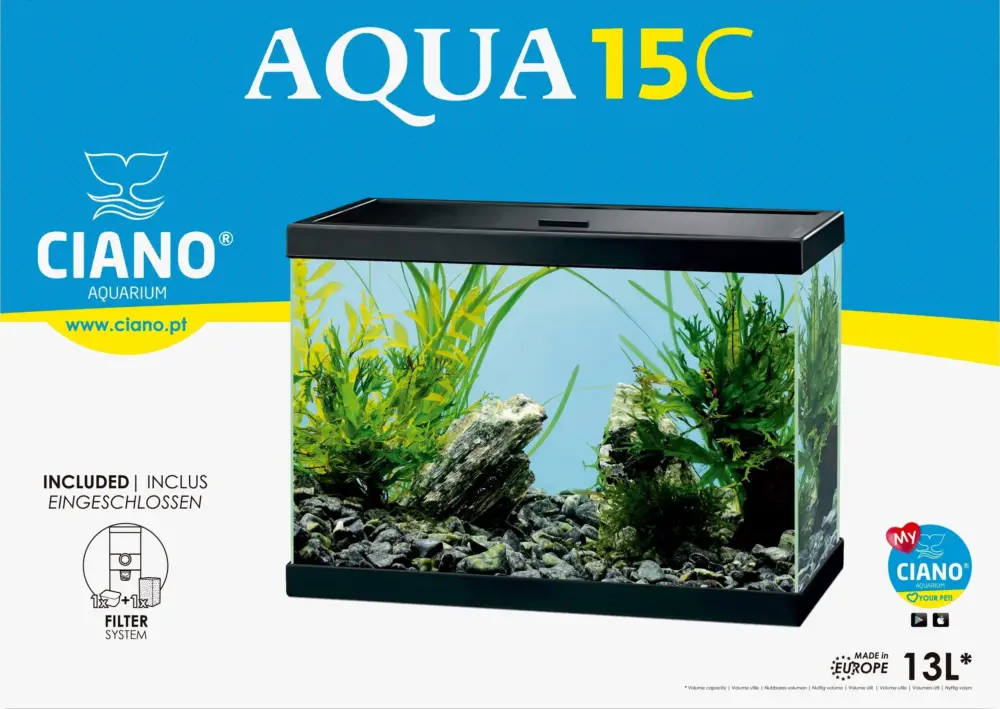 Ciano – Aquarium Aqua 15C Noir pour Poissons – 13L Promotion