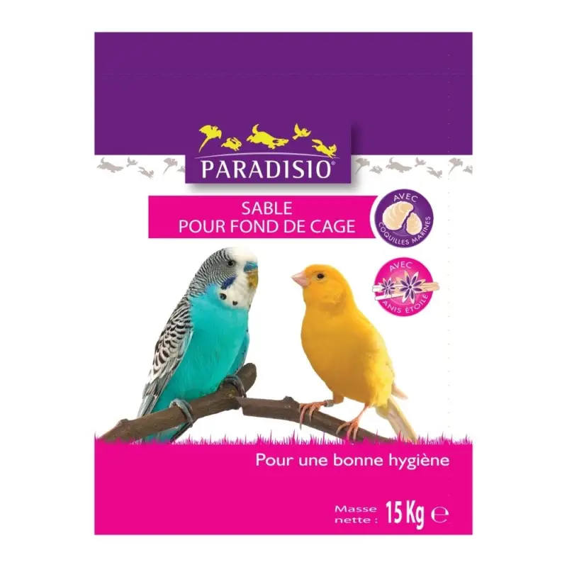 Paradisio – Sable Anis&eacute; Blanc pour Cage – 15Kg Petit Prix