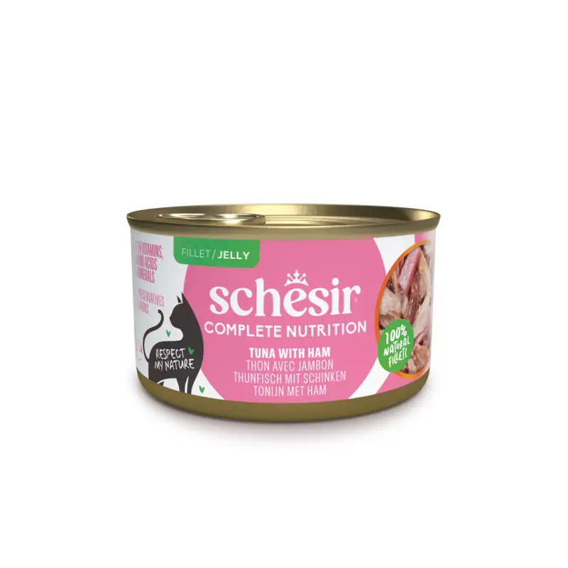 Bon Plan Schesir – P&acirc;t&eacute;e en Gel&eacute;e Thon et Jambon Pour Chats – 85g
