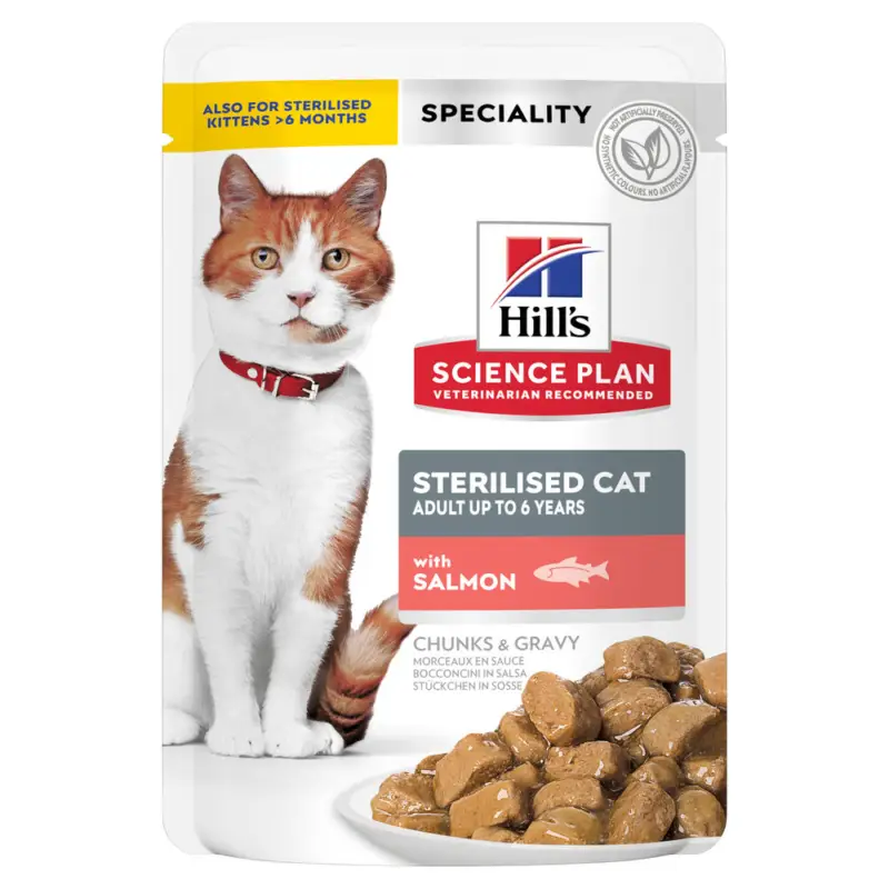 Hill's – Sachet Repas Science Plan Sterilised Cat pour Chat St&eacute;rilis&eacute; au Saumon – 85g Super Prix