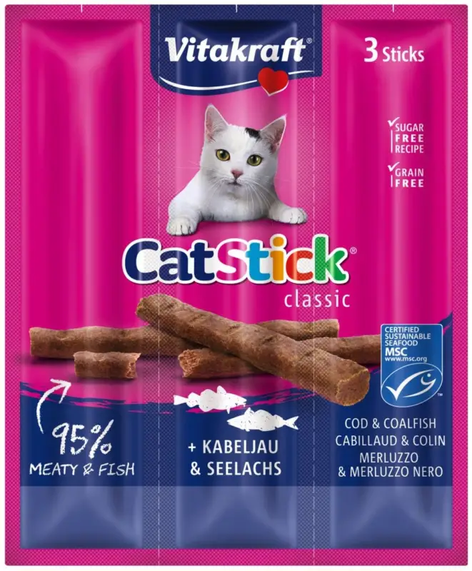 Vitakraft – Friandises Cat Stick Mini au Colin pour Chats – x3 Réduction