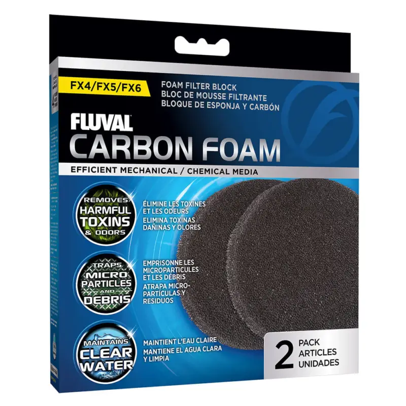 Marque Fluval – Blocs de Mousse Charbon Filtrante FX4/FX5/FX6 pour Filtre Ext&eacute;rieur – x2