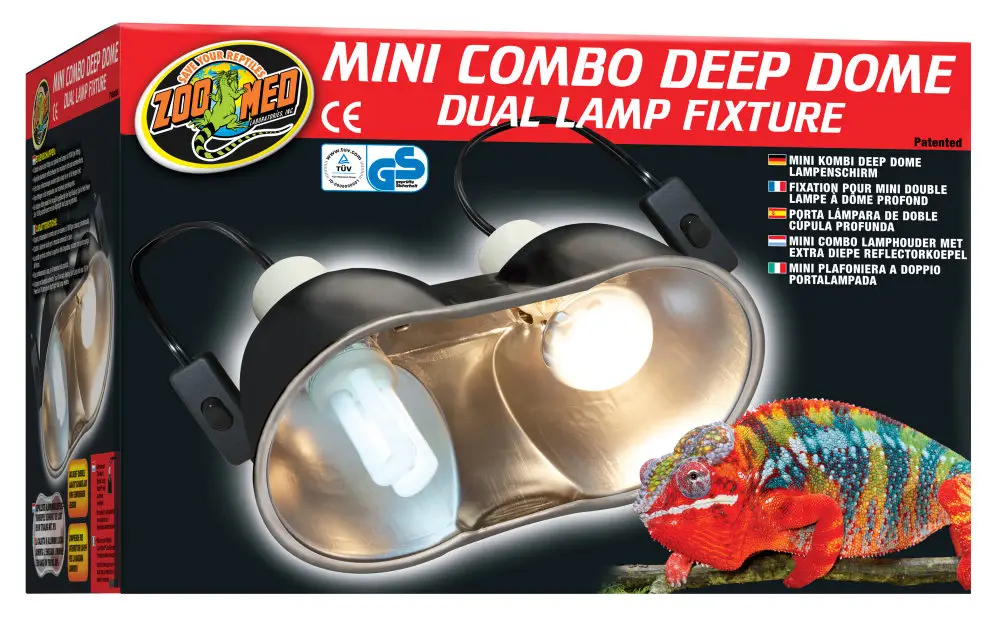 Zoomed – Support de Lampe Double Mini D&ocirc;me Profond Mini Combo Deep Dome LF-19E pour Terrarium – 2x100W Haute Qualité