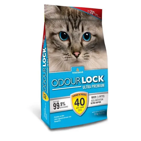 Intersand – Liti&egrave;re OdourLock Contr&ocirc;le d'Odeur de 40 Jours pour Chat Usine Directe